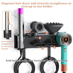 Affogato Hair Dryer Holder Wall Mount Compatible with Dyson Supersonic HD16 Airwrap Straightener, 2 in 1 Airstrait Organizer Stand, Metal Blow Dryer Attachments Storage Rack for Bathroom and Salon