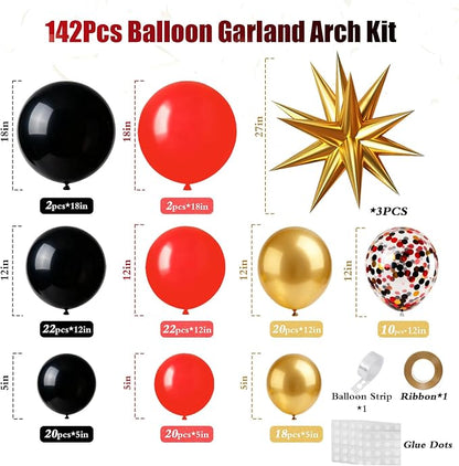 Red Gold Black Balloons Arch Kit | fo Birthday Red Carpet Casino Theme Race Car - Image 6