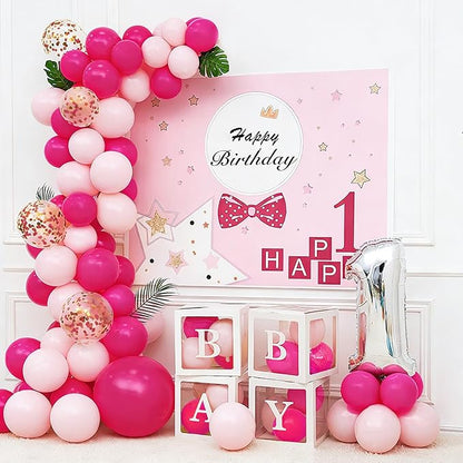 100pcs Light and Hot Pink Balloons 12 Inch w/Ribbon - Image 5