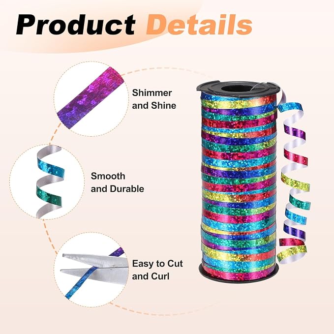 PATIKIL Glitter Curling Ribbon 100yds x 1/5" Plastic Balloon String Ribbon | - Image 3