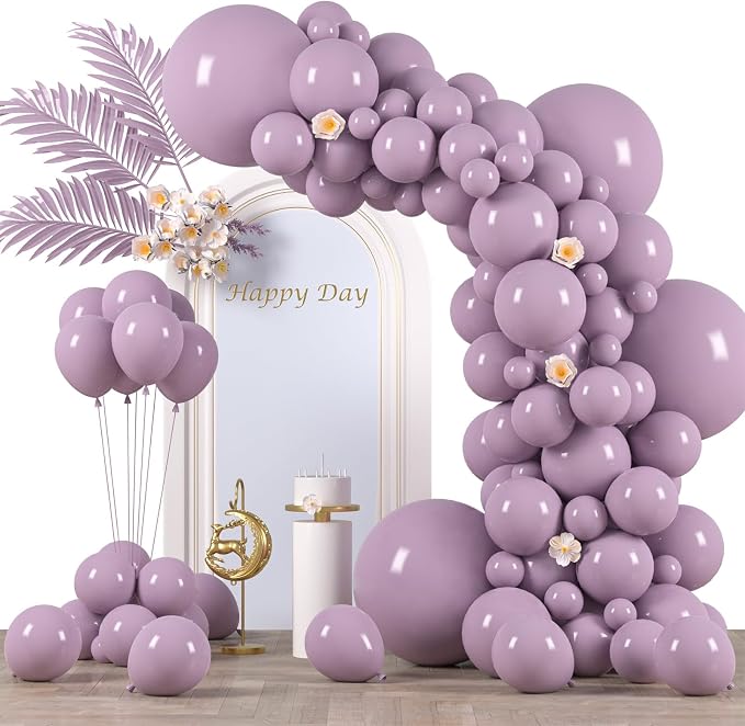 Voircoloria 130pcs Lilac Purple Balloons Garland Arch Kit, 18 12 10 5 Inch | by Voircoloria