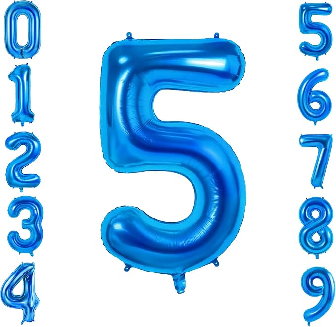 Number 5 Balloons for 5th Birthday Party Decorations, 0-100 Large No.5 Balloons by Joycard