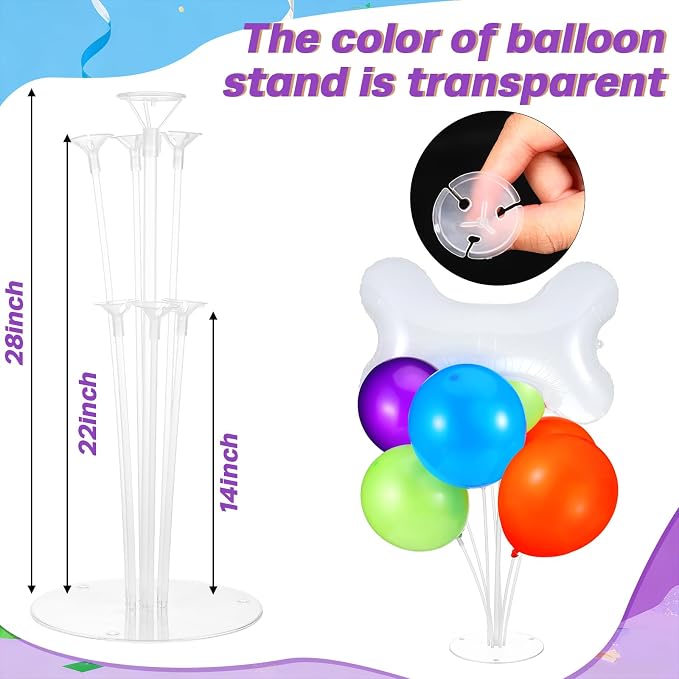 4 Set Purple Orange Green Blue Balloon Stand Centerpiece Table Decorations - Image 5