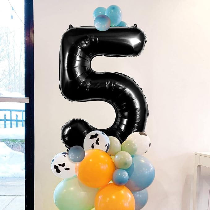 Black Number 5 Balloons 40 Inch Large Foil Balloons, Giant Number Balloon - Image 3