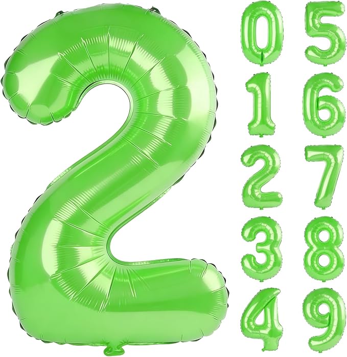 40 Inch Number 2 Balloons for 2nd Birthday Party Decorations, 0-100 Fruit Green by FOBELEC