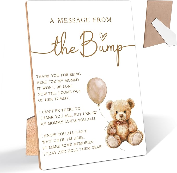 Bear Balloon A Message From the Bump Baby Shower Signs, Wooden Gender Reveal by Unknown