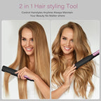 Hair Straightener, 1.25” Flat Iron and Curler 2 in 1, Ceramic Coating, Quick Heat Up, 4 Temp. Options, for All Hair Type, Less Frizz, Shinier and Smoother, Dual Voltage for Travel, Black