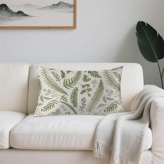 Satin Pillowcase 1 Pack-Leaves Herbs and Wildflowers Eucalyptus Silky Pillow Cover for Hair and Skin,Standard Size 20x26 Inch Soft Cooling Printed Pillow Cases with Hidden Zipper,Gifts for Women Men
