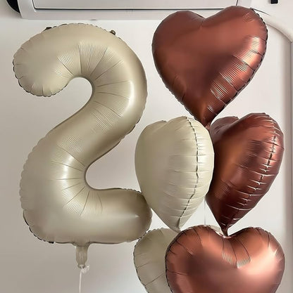 Cream Number 20 Balloons, 40 Inch 20 Balloons Giant Helium Foil Mylar Beige 20 - Image 3