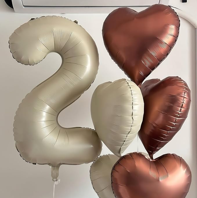 Cream Number 2 Balloons, 40 Inch 2 Balloons Giant Helium Foil Mylar Beige 2 - Image 2
