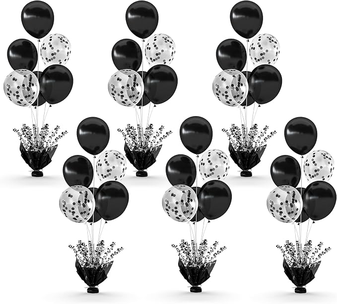 6 Set Black Table Balloons Foil Spray Centerpiece by Suppromo