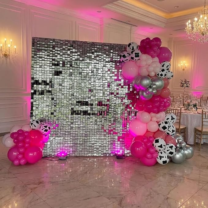 Disco Cowgirl Party Decorations 181Pcs Hot Pink Silver Cowgirl Balloon Arch - Image 6