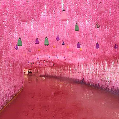 Artificial Wisteria Hanging Flowers Fake Wisteria Flower Garland Silk Vines - Image 7