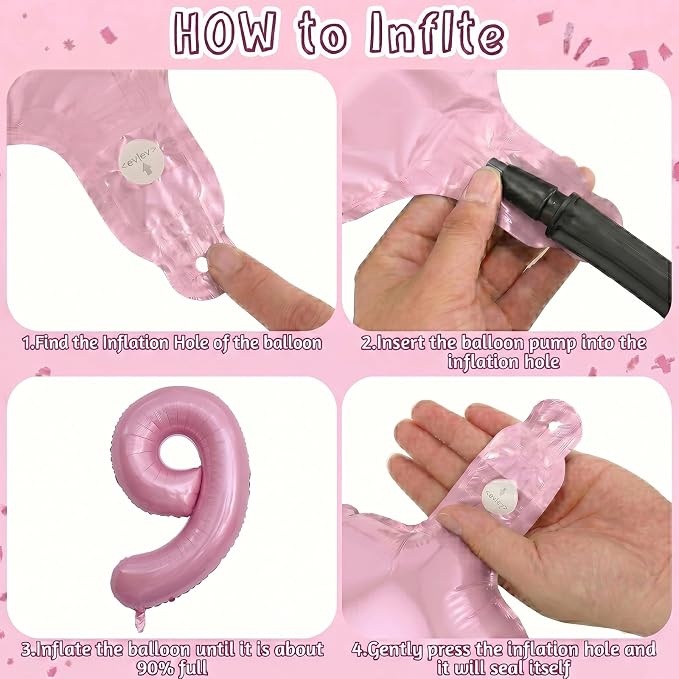 Pearlescent Pink Number 9 Balloon 40 Inch, Shiny Foil - Image 5