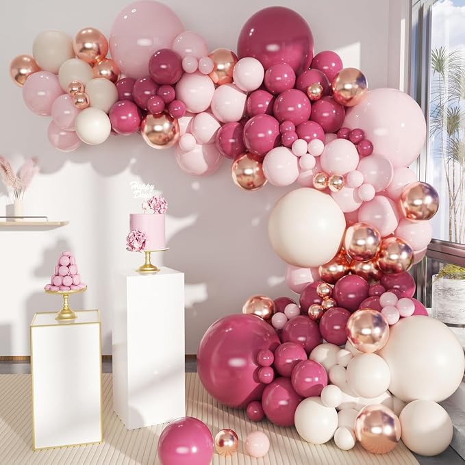 MEBAY Retro Rose Baby Pink Champagne White Sand Balloons Garland Arch Kit by MEBAY