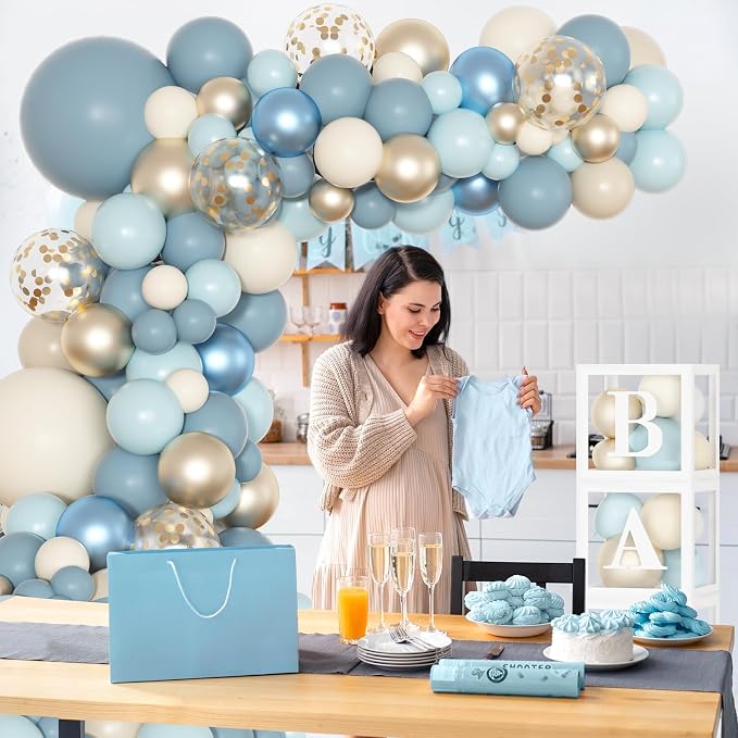 153pcs Dusty Blue Balloon Baby Shower Decorations - Image 6