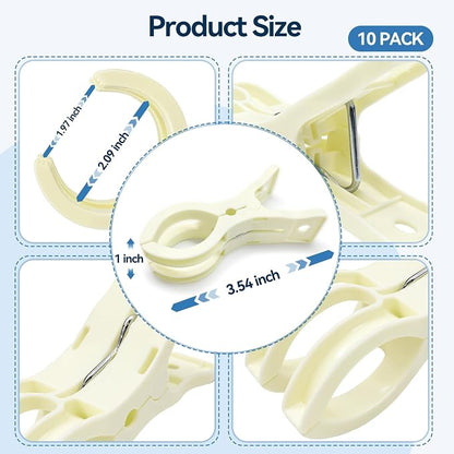 EMART 10 Pack Balloon Arch Clips Plastic Beige Large Towel Clips 3.5 Inch Heavy - Image 7