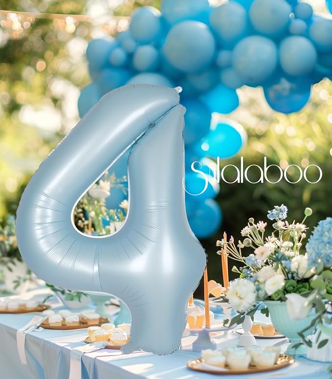 40 Inch Light Blue Number 4 Balloon 0-9 Big Helium Balloons | Large Giant - Image 7