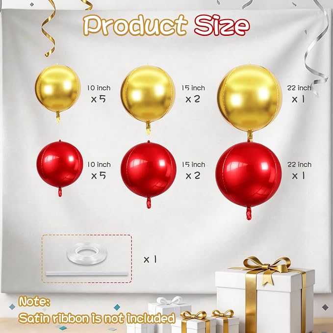 Red Gold Round Foil Balloons - Image 2