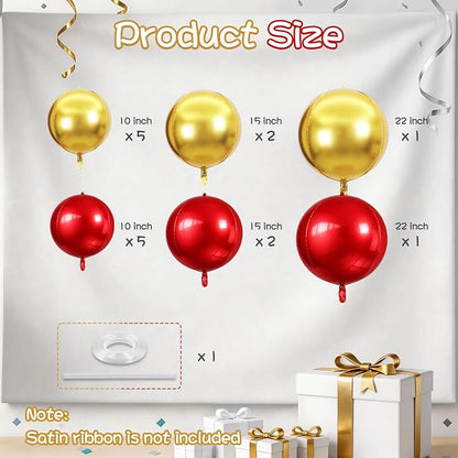 Red Gold Round Foil Balloons - Image 2