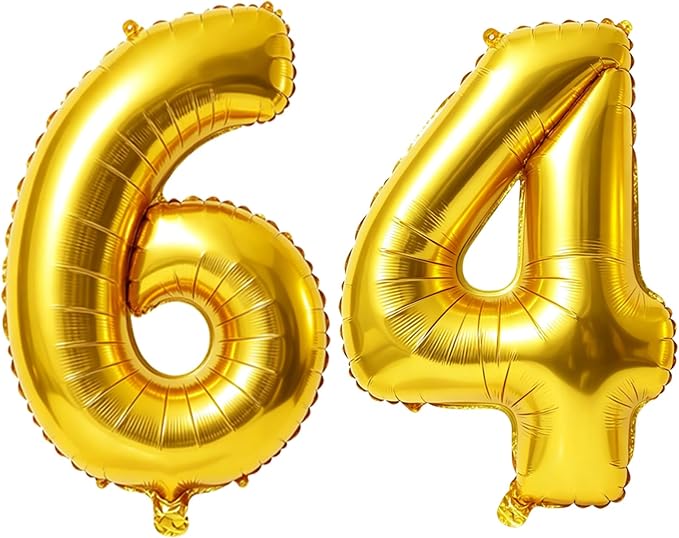40 Inch Number 64 Balloons for 64th Birthday Party Decorations, 0-100 Gold by FOBELEC