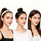 2-Piece Black & White Leather Headbands - Non-Slip Wide Padded Hair Accessories for Women, Cute Fashion DIY Hair Hoops