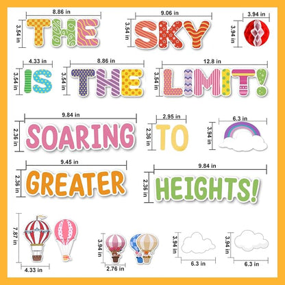 55 PCS 3D Honeycomb Hot Air Balloon Bulletin Board Decor, Classroom Wall Cutouts - Image 2