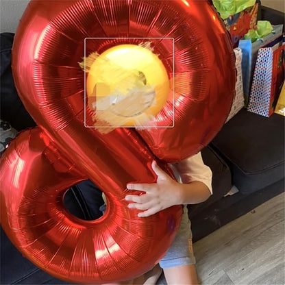 40 Inch Red 8 Balloons Number, Big Self Inflating Foil Girls 8th Birthday - Image 5