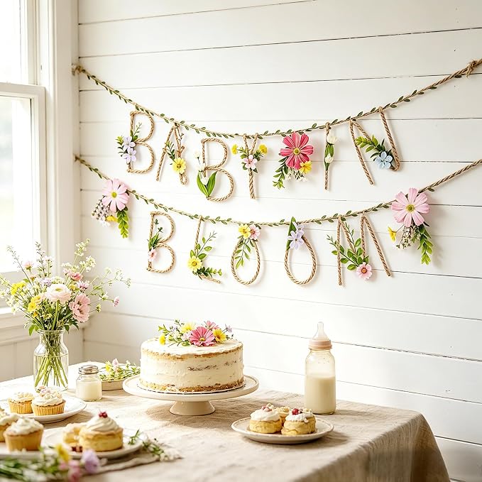 Baby in Bloom Banner, for Baby Shower decorations, Wildflower Butterflies Baby by OBBOLO