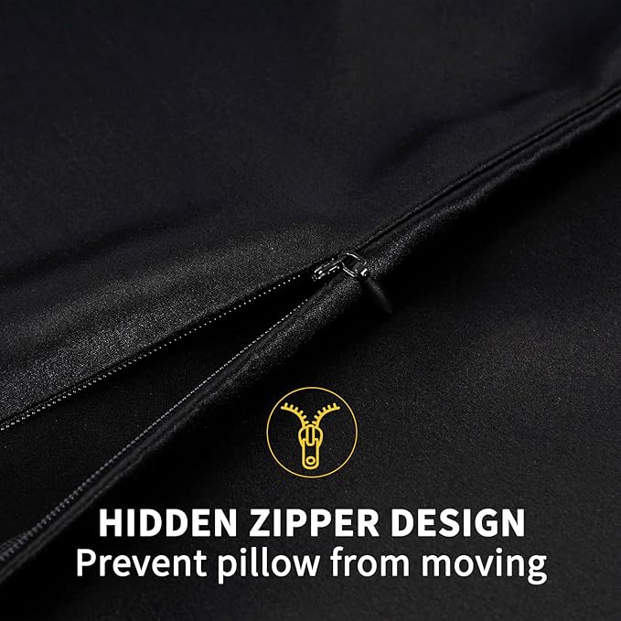 ZIMASILK 100% Pure Mulberry Silk Pillowcase for Hair and Skin Health,Soft and Smooth,Both Sides Premium Grade 6A Silk,600 Thread Count,with Hidden Zipper,1pc (King 20''x36'',Black)