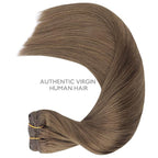 WENNALIFE Clip in Hair Extensions Real Human Hair, 22 Inch 120g 7pcs Remy Hair, Light Ash Brown Straight Natural Coloured Extensiones De Cabello Humano Con Clip Ins