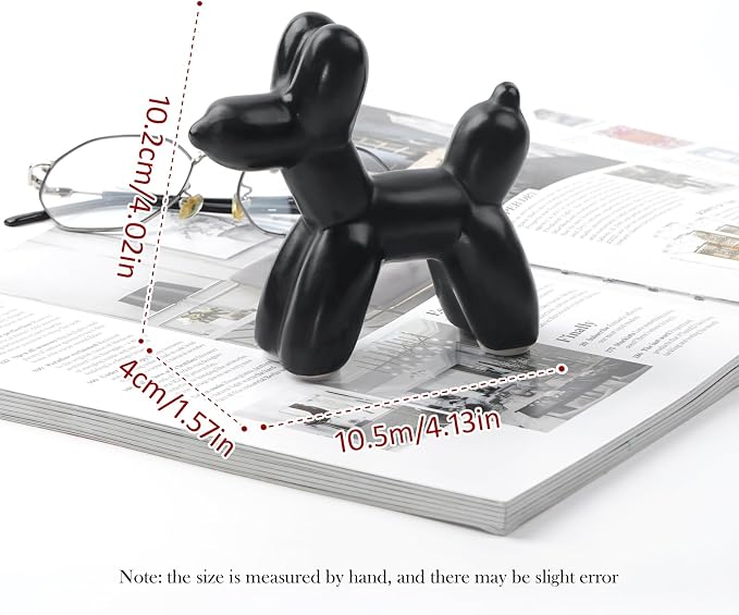 Notakia Cute Ceramics Black Balloon Dog Statue Crafts Living Room Desktop - Image 2