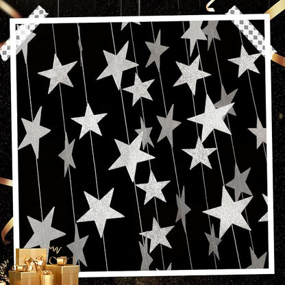 Spakon 65 Feet Glitter Star Paper Garland Banner Hanging Decoration Star - Image 4