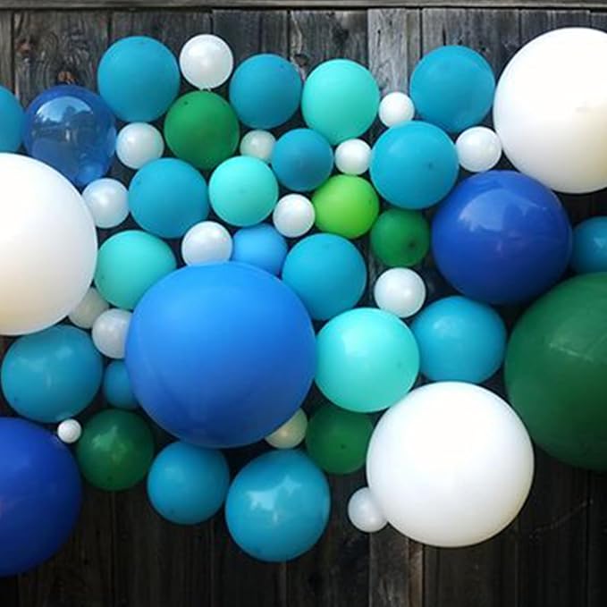 Blue and Green Balloons, Confetti Latex Balloons - Image 4