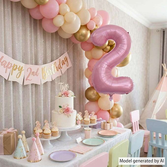 Pearlescent Pink Number 2 Balloon 40 Inch, Pearl Foil - Image 7