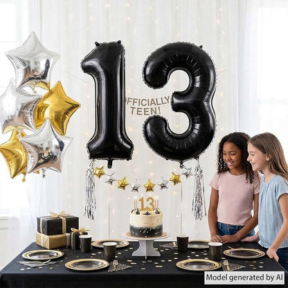 Black Number 13 Balloon 40 Inch, Foil Numeral - Image 6