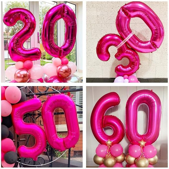 Hot Pink 30 Balloon Numbers, 40 Inch 30 Birthday Balloon Foil Mylar Number 30 - Image 6