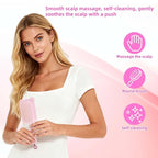 Retractable Air Cushion Massage Comb for Woman, Comfortable Self-Cleaning Detangling Hair Clean Brush with Pull Ring Anti-Static Comb for All Hair Types (Pink)
