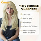 QUEENTAS 18" Blonde Hair Topper for Women with Thinning Hair Pieces 6"*6.2"Large Coverage 360°3D Cover Synthetic Long Straight with 5 Clips in Wiglets(Blonde)