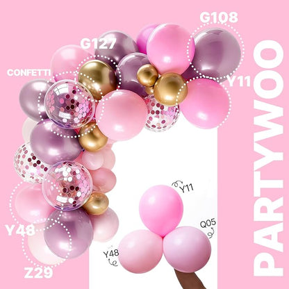 PartyWoo Pink and Gold Balloons 66pcs Metallic Gold Pearl Hot Pink Balloons | - Image 3
