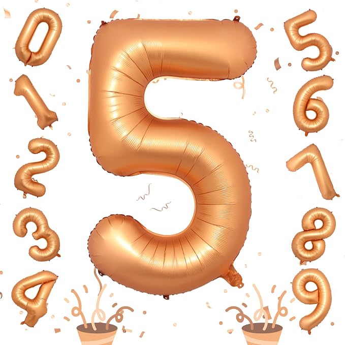40 Inch Number 5 Balloon, Big Foil Self Inflating 5th Birthday Number Balloons by Isndare