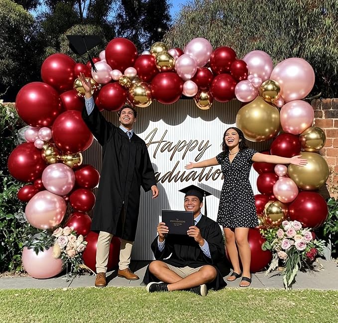 Burgundy Pink Balloon Arch Kit, Double Stuffed Ruby Red Pearl Pink Gold Balloon - Image 8