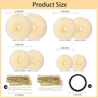 FANDAMEI Hair Bun Maker Set- 8 PCS Hair Donuts for Buns (2 Extra-large,2 Large,2 Medium and 2 Small), 40 PCS Bobby Pins, 5 PCS Hair Elastic Ties Black,Bun Maker - Gold