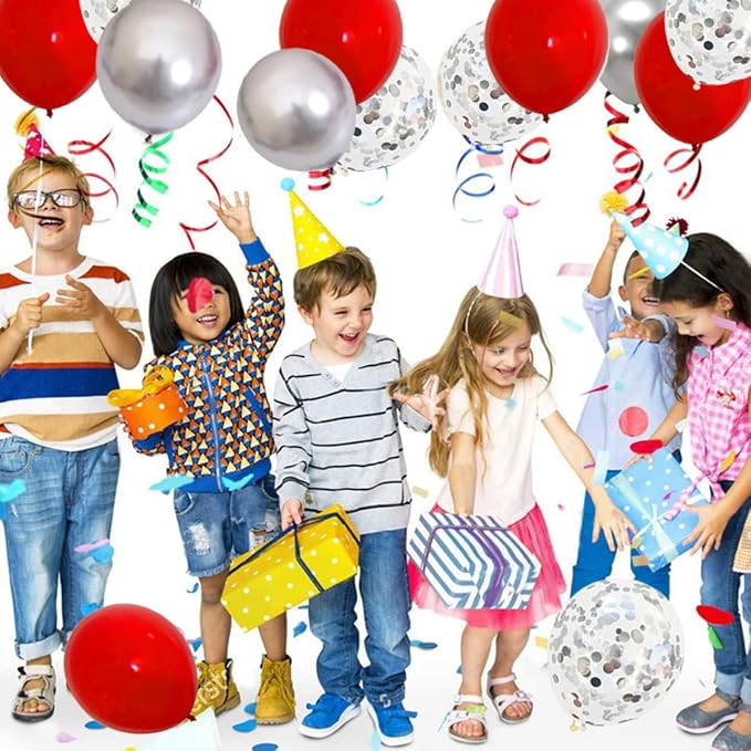 Red Silver Balloon Garland Arch Kit - Image 8