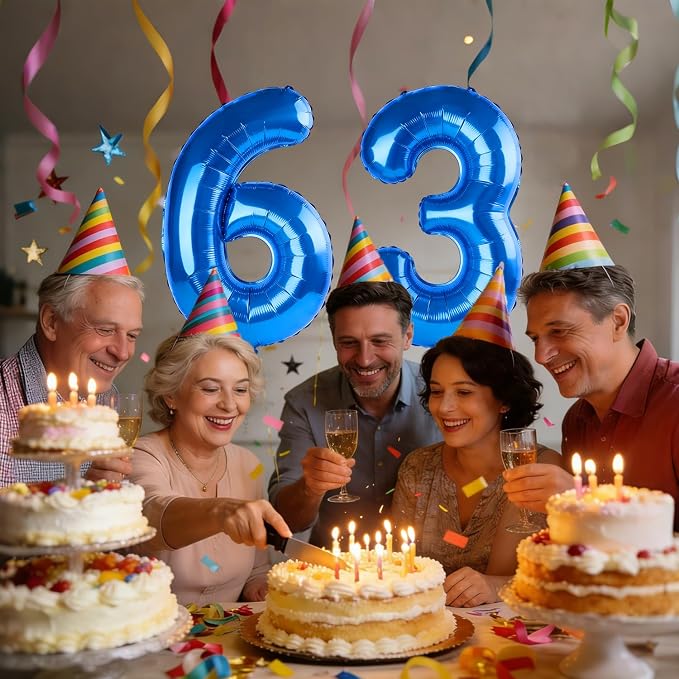 40 Inch Number 63 Balloons for 63rd Birthday Party Decorations, 0-100 Dark Blue - Image 2