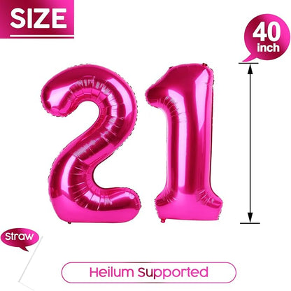 21 Balloon - Hot Pink Birthday Number Balloons, 40 Inch Party Decorations | Hot - Image 5