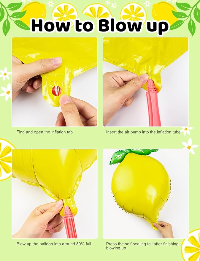 10Pcs Lemon Foil Balloons, Lemonade Balloons - Image 3