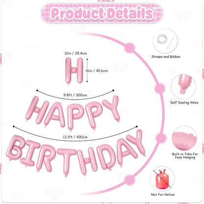 29PC Bow Happy Birthday Balloon Banner, 16Inch 3D Aluminum Letter Banner Sign - Image 3