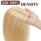 SEGO Real Human Hair Topper for Women No Bangs, Hair Topper with Anti-Slip Clips (6 Inches Ash Blonde Mix Bleach Blonde)