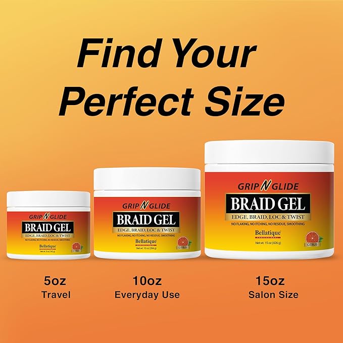 GRIP N GLIDE Braiding Gel Maximum Hold for LOC & Twist - No Flaking, No Whitening, Fast Drying, High Shine, Cool & Refreshing, Long Lasting Hold (10 oz)